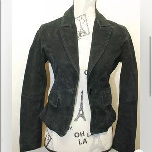 Atmosphere Women Black Suede Blazer Lined Small 1 Button Sexy Jacket